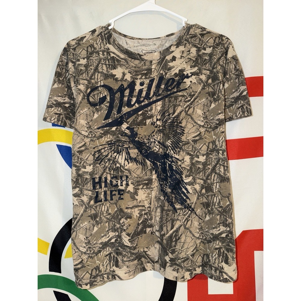 Miller‎ High Life Camo Beer T Shirt Womens XL